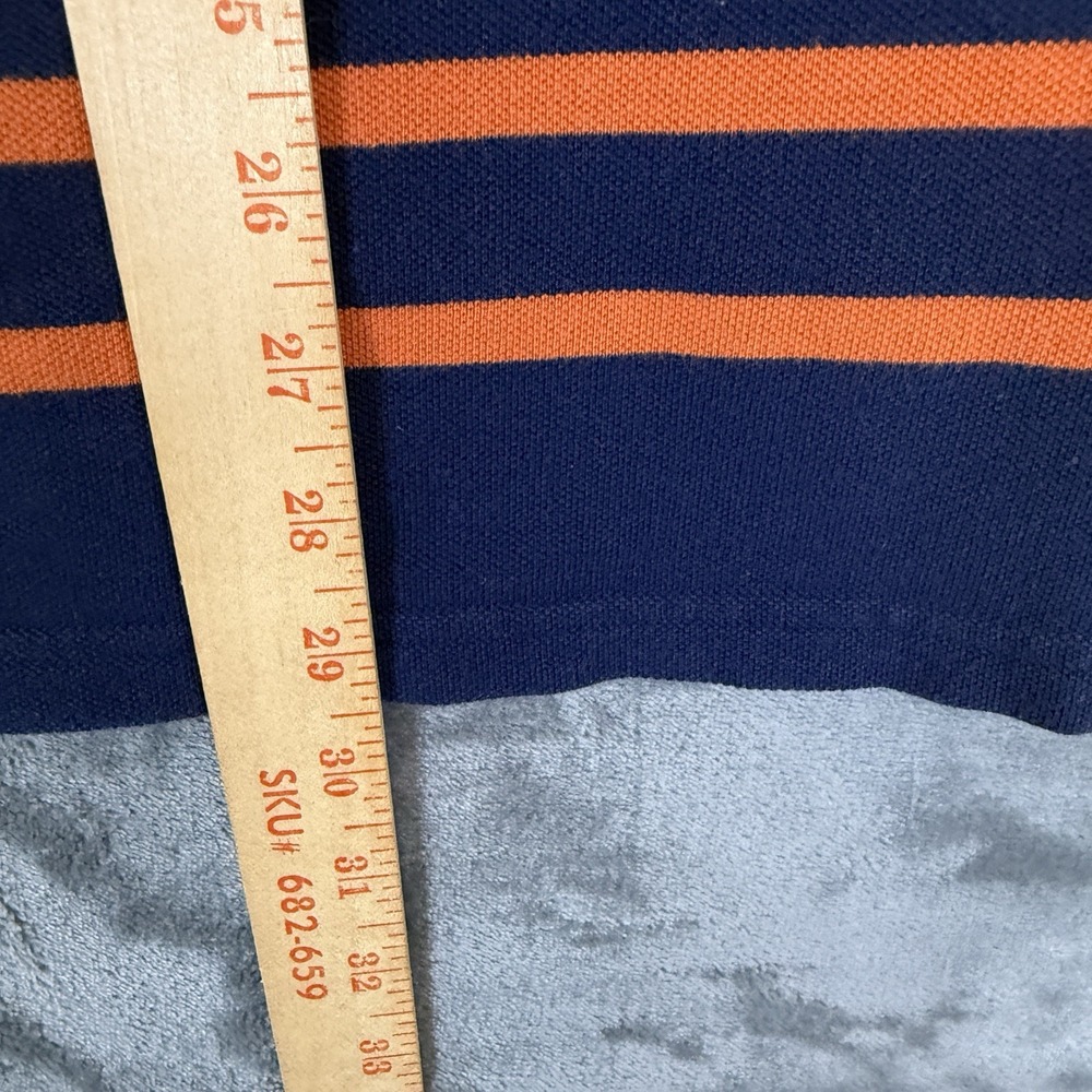 Polo Ralph Lauren Mens XL Polo Shirt Navy Blue‎ Orange Striped Short Sleeve Golf - Picture 8 of 13